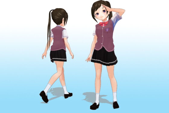 2年3組 出席番号17番 月瀬 凛 夏服3Dモデルデータ(私立あかね●●) - FANZA同人