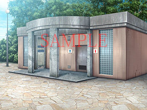 Royalty-Free Background CG Assets: Dirty Public Restroom