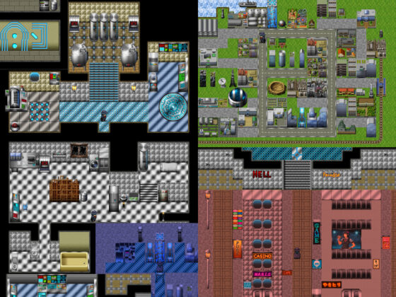 SF近未来〜現代 タイルセット・マップチップ素材 著作権フリー RPGツクール、ウディタ用(サイバーなゲーム) - FANZA同人