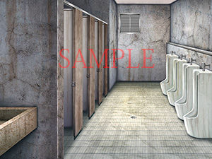 Royalty-Free Background CG Assets: Dirty Public Restroom