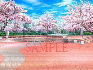 Royalty-Free Background CG Assets: Park with Cherry Blossoms