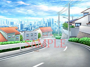 Royalty-Free Background CG: Residential Streets Uphill & Downhill