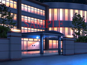 Royalty-Free Background CG Materials: School Gate & Classroom