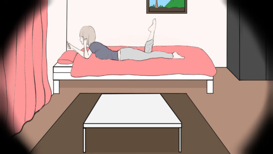 女子大生の部屋を壁穴から覗く薄毛のぽっちゃりおじさん(とんがりベース) - FANZA同人