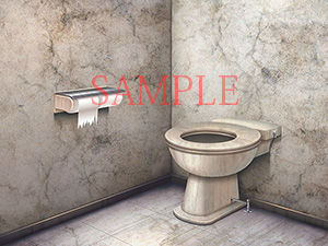 Royalty-Free Background CG Assets: Dirty Public Restroom