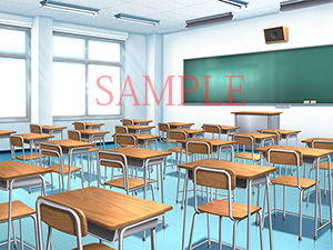 Royalty-Free Background CG Materials: School Gate & Classroom