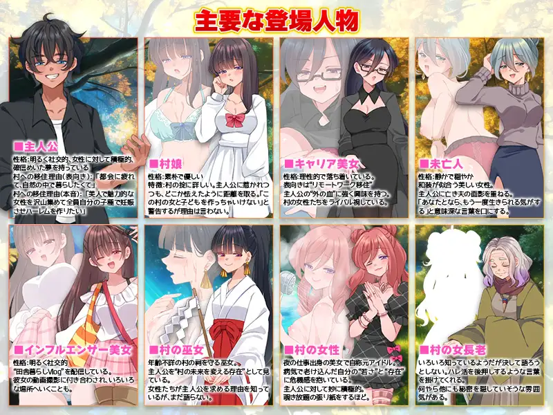 村人全員妊娠SIM 美女だらけの山村で自由に生活してみたら…やっぱり村娘を全員妊娠させちゃうよね～ [宮本カプリシュー] | DLsite 同人 - R18