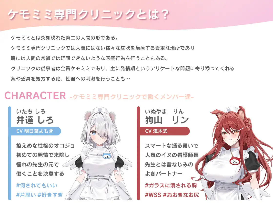 【本編動画2時間40分超】発情ケモミミclinic【ぬるぬるLive2Dアニメーション×豪華声優陣】 [Lapingris] | DLsite 同人 - R18